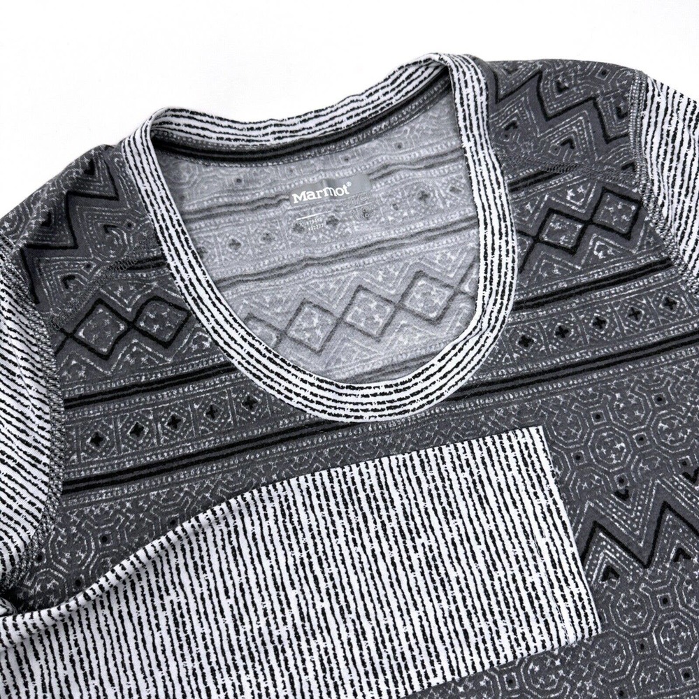 Marmot Women's Size Small Gray Pattern Long Sleeve Casual Crew Neck Shirt